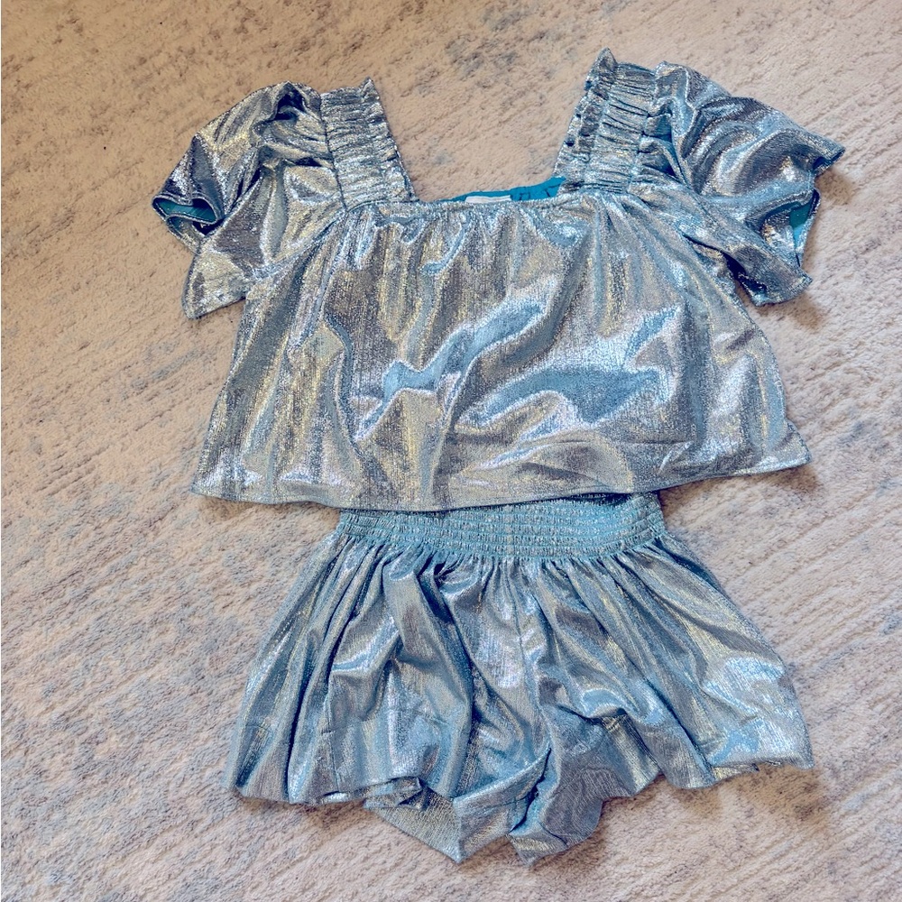 QUEEN OF SPARKLES Metallic Blue Dance Dress